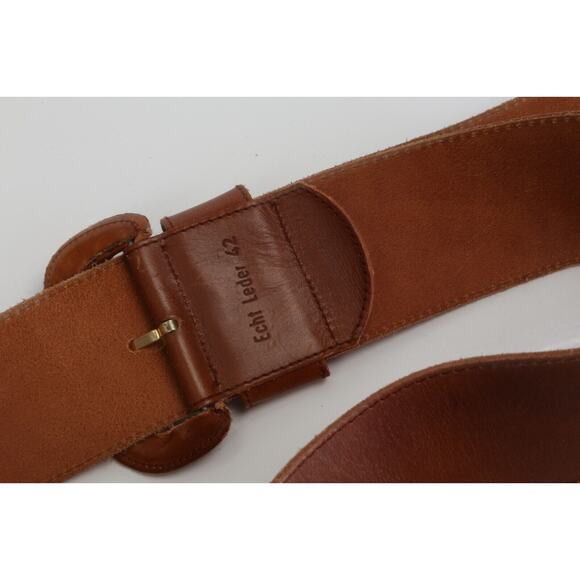 Vintage Echt Leder Brown Genuine Leather Wide Belt Large Buckle Size 42 - Picture 4 of 5